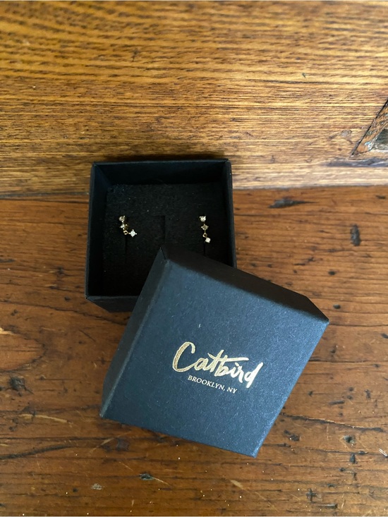 Catbird Jewelry - Catbird Angel Hair drop earrings pair 3 diamond 14k yellow gold dangle